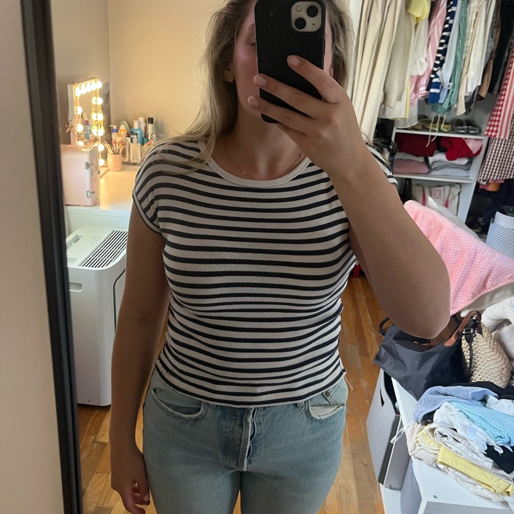Striped Black and White Women's Top